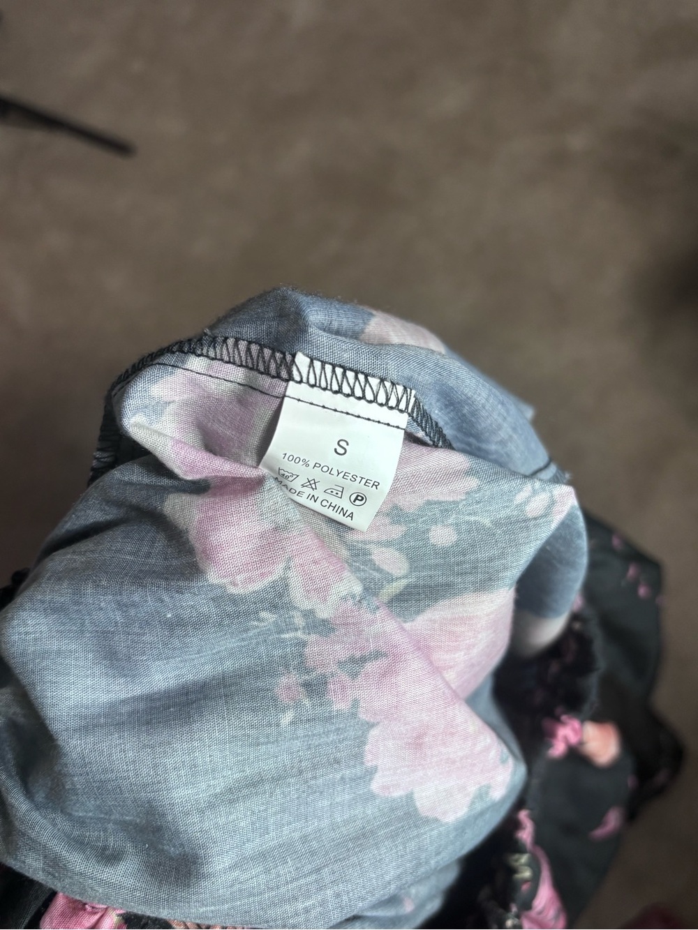 Floral Navy Pants with Pink Blooms - Picture 5 of 5